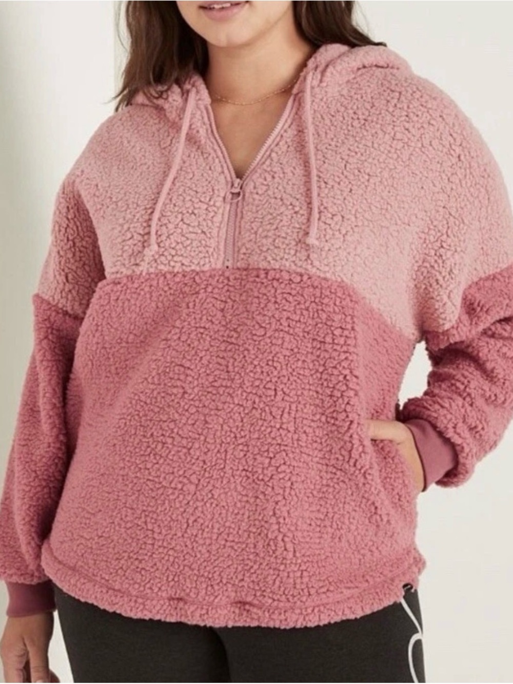 Victoria’s Secret PINK Colorblock Plush Fleece Pullover Hoodie Sweatshirt Sz L